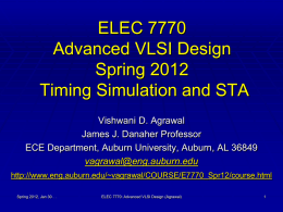Lecture 4: Timing Analysis and STA