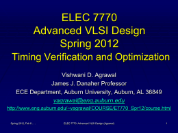 Lecture 5: Timing Verification and Optimization