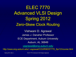 Lecture 12: Zero-Skew Clock Routing