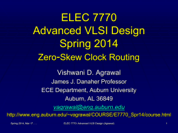 Lecture 11: Zero-Skew Clock Routing
