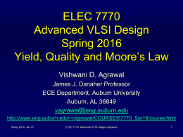 Lecture 2: Yield, Quality and Moore's Law