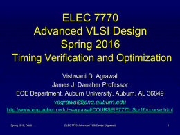 Lecture 5: Timing Verification and Optimization