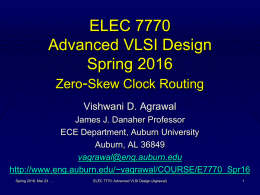 Lecture 11: Zero-Skew Clock Routing