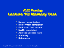 Lecture 10: Memory Test