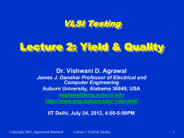 Lecture 2: Yield and Quality