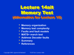 Lecture 14: Memory Test