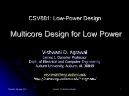 Lecture 13: Multicore Design for Low Power