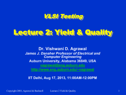 Lecture 2: Yield and Quality