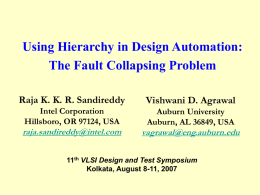 VLSI D&T Seminar (Fall'07), Using Hierarchy in Design Automation: The Fault Collapsing Problem (VDAT'07)