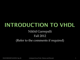 Lecture 5: Introduction to VHDL (N. Garrepalli)