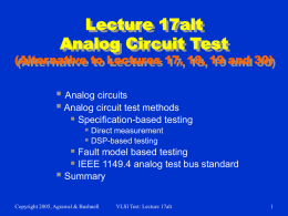 Lecture 17alt: Analog Test and IEEE 1149.4 Standard
