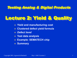 Lecture 2: Yield and Quality