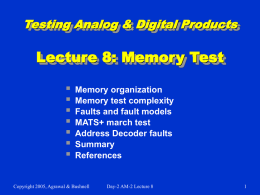 Lecture 8: Memory Test