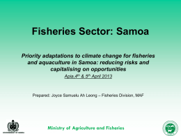 01   Summary of Samoas Fisheries Sector