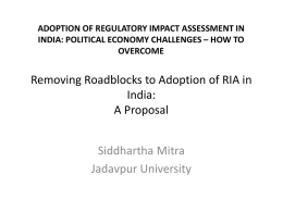 Removing Roadblocks to Adoption of RIA in India: A Proposal