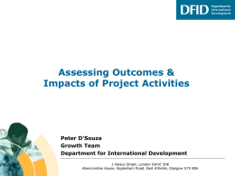 Assessing Outcomes Impacts of Project Activities