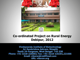 Coordinated Project on Rural Energy, Debipur by Samya Chattopadhyay, Vivekananda Institute of Biotechnology (VIB), Nimpith