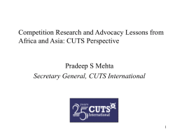 Lessons from competition research and advocacy initiatives in Africa and Asia