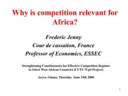 Why is Competition Relevant for Africa? :