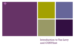 Introduction To Tax Levy and CUNYfirst (PPT Version)