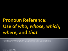 Pronoun Reference - who whose where which that #86