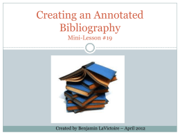 1. Annotated Bibliography