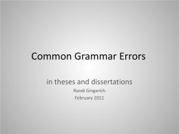 5. Common Grammar Errors in Theses and Dissertations