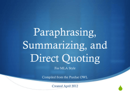 12. Paraphrasing, Summarizing, and Direct Quoting