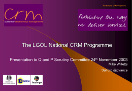 CRM Programme - a presentation