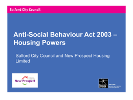 Anti Social behaviour Policies Procedures Consultation