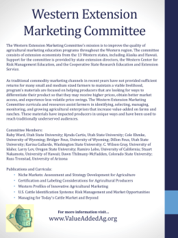 Western Extension Marketing Committee Overview