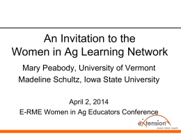 New Women in Ag Learning Network on Extension - PPT