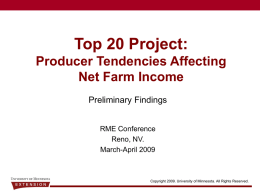 Top 20 Project: Producer Tendencies Affecting Net Farm Income