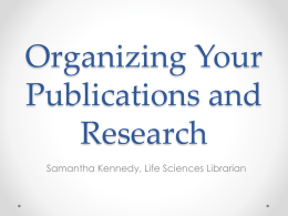 Organizing Your Publications and Research