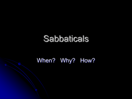 Sabbatical Program Workshop