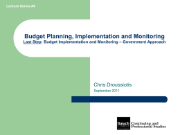 Lecture 4 - Planning Implementation and Monitoring - Government