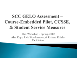 SCC GELO Assessment Course Embedded Pilot CCSSE Student Services Measures