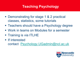 Other opportunities including Psychology, Statistical Computing and project supervision