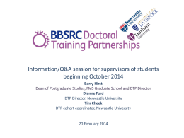 BBSRC DTP New supervisor information session (20/2/14)