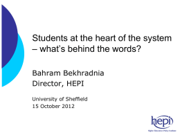 Slides from Bahram Bekhradnia's presentatio - October 2012