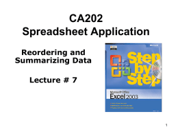 Class 07 Excel CA202.ppt
