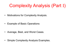 Complexity Analysis I