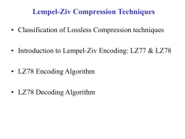 Data Compression: LZ78