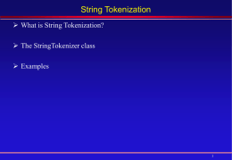 Lecture 15: StringTokenization
