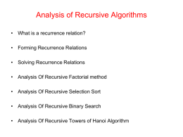 Recursion and Analysis of Recursive Algorithms