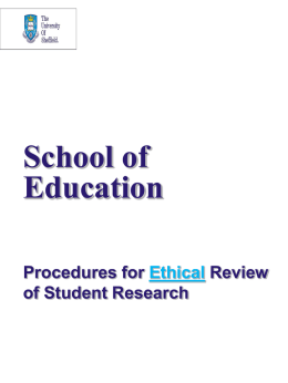 Ethical Review Procedures - teaching unit for students