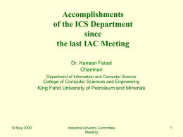 Presentation from Chairman ICS Department to IAC 2009 (2).ppt