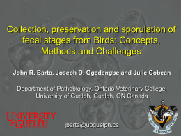 Collection, Preservation, and Sporulation of Fecal Stages from Birds: Concepts, Methods and Challenges. J.R. Barta, J.D. Ogedengbe, and J. Cobean