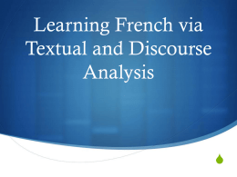 Learning French via Textual and Discourse Analysis