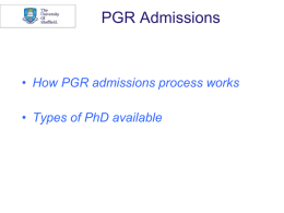 Admissions process for PGR students